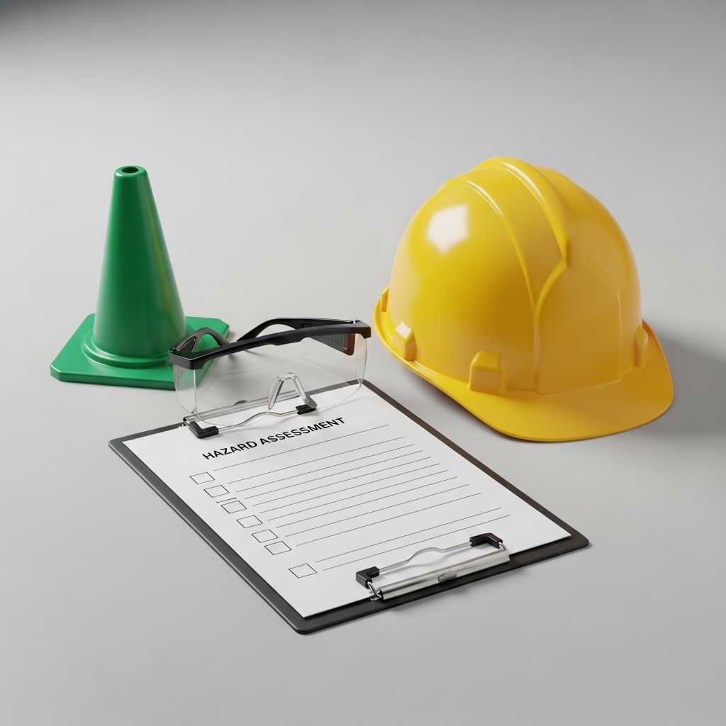 Professional hazard assessment in progress at industrial workplace